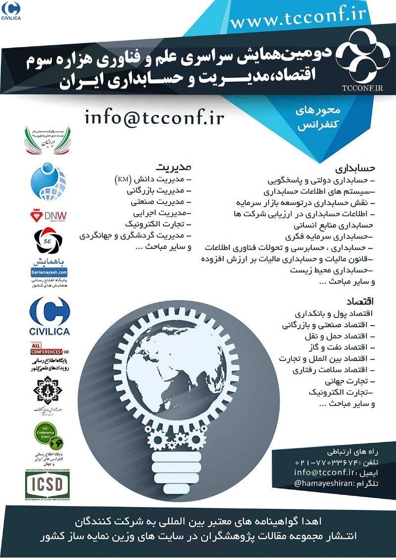 همایش علم و فناوری هزاره سوم اقتصاد،مدیریت و حسابداری ایران تهران شهریور 98